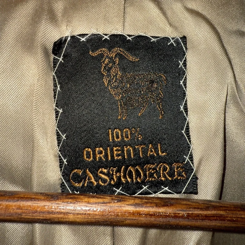 Varsity Town Clothes ‎ ORIENTAL CASHMERE Overcoat Top Coat 46R Golden Brown VTG