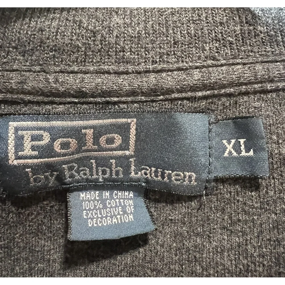 Polo Ralph Lauren Mens‎ Charcoal Cotton Long Sleeve Pullover Sweater 1/4 zip XL