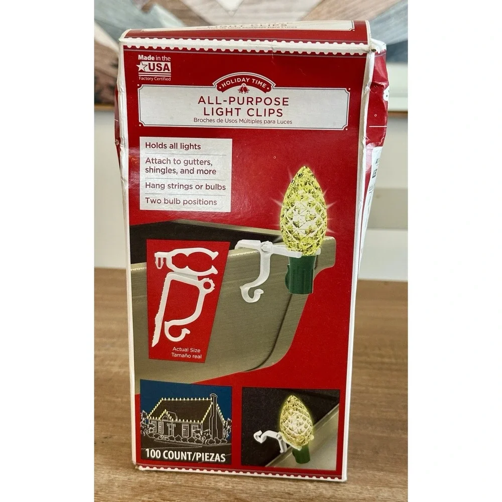 Holiday Time All-Purpose Light Clips, 100 Count, New,‎ Christmas Decorating