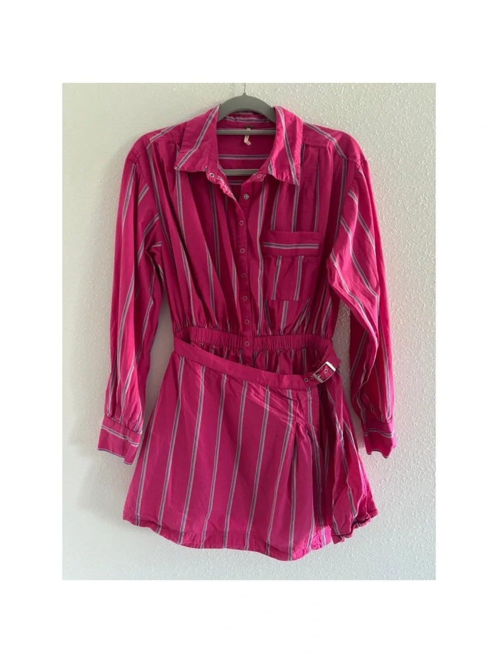 Free People Hot Pink Striped Mini Dress