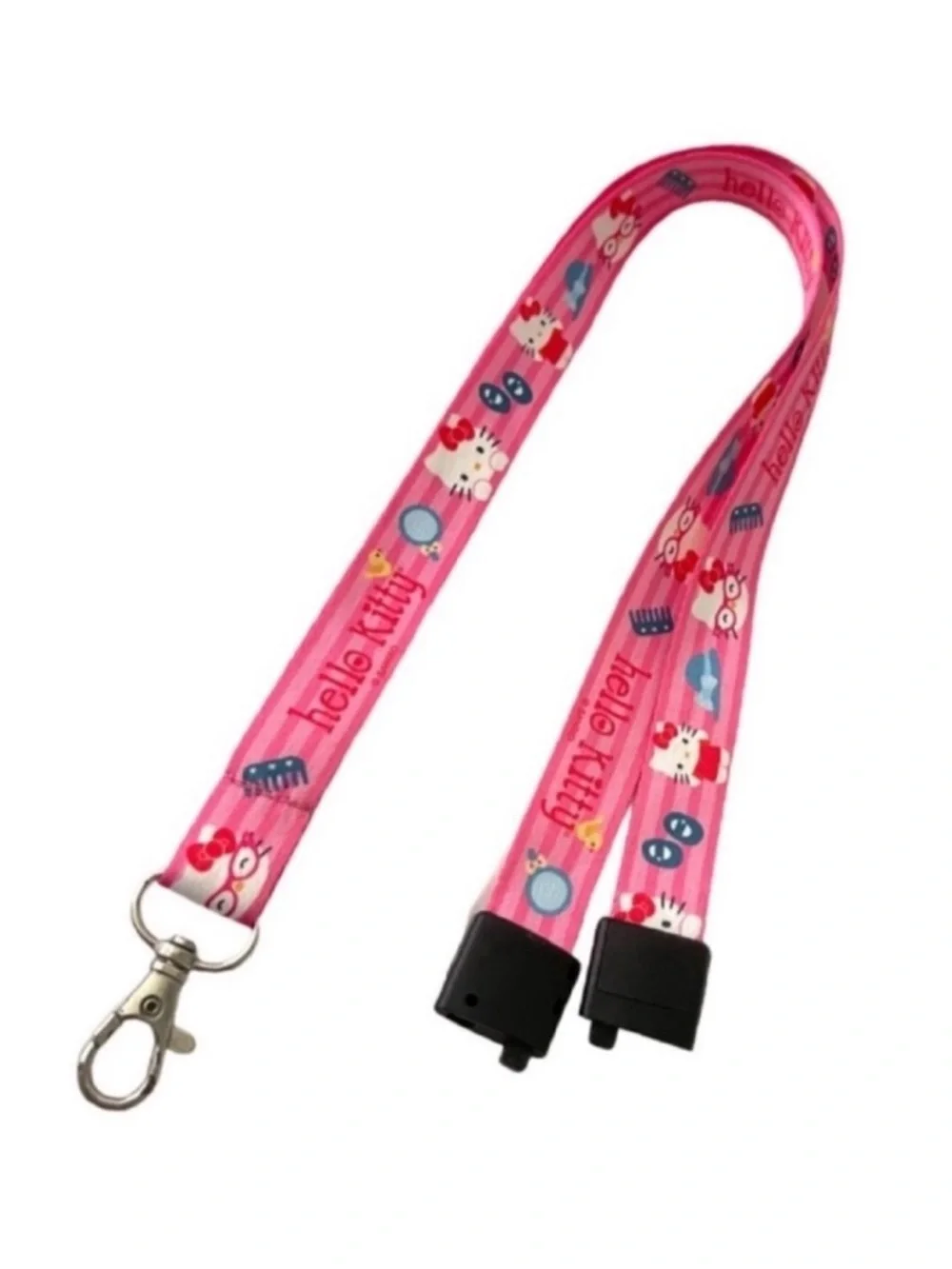 Hello Kitty Lanyard Key Card Holder Easy Snap Clasp Pink Multi
