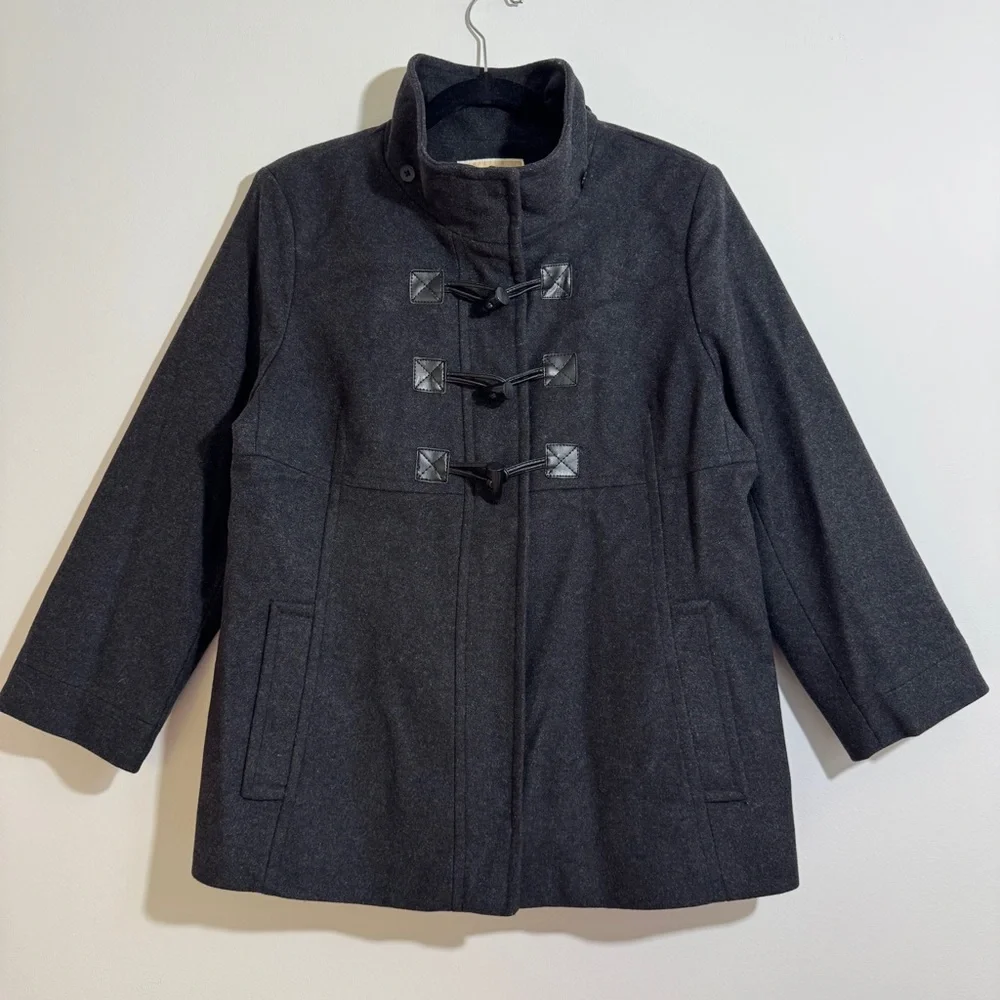 Michael Michael Kors Wool Blend Toggle Coat Charcoal Gray‎ Size 14