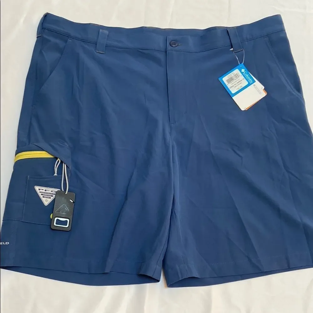 Columbia Navy Shorts with Yellow Detail