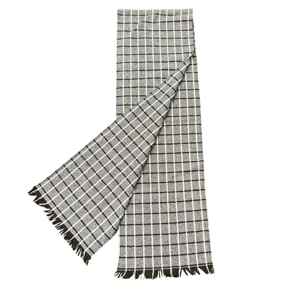 Evan Picone Mens Wool Scarf Navy White Black 10 1/2 x 68