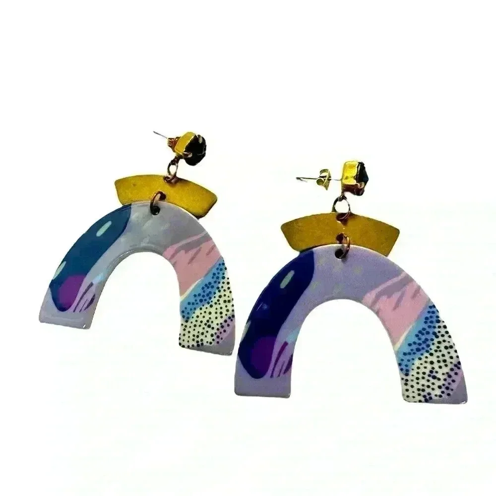 Multi-Color Rainbow Arch Dangling Earrings