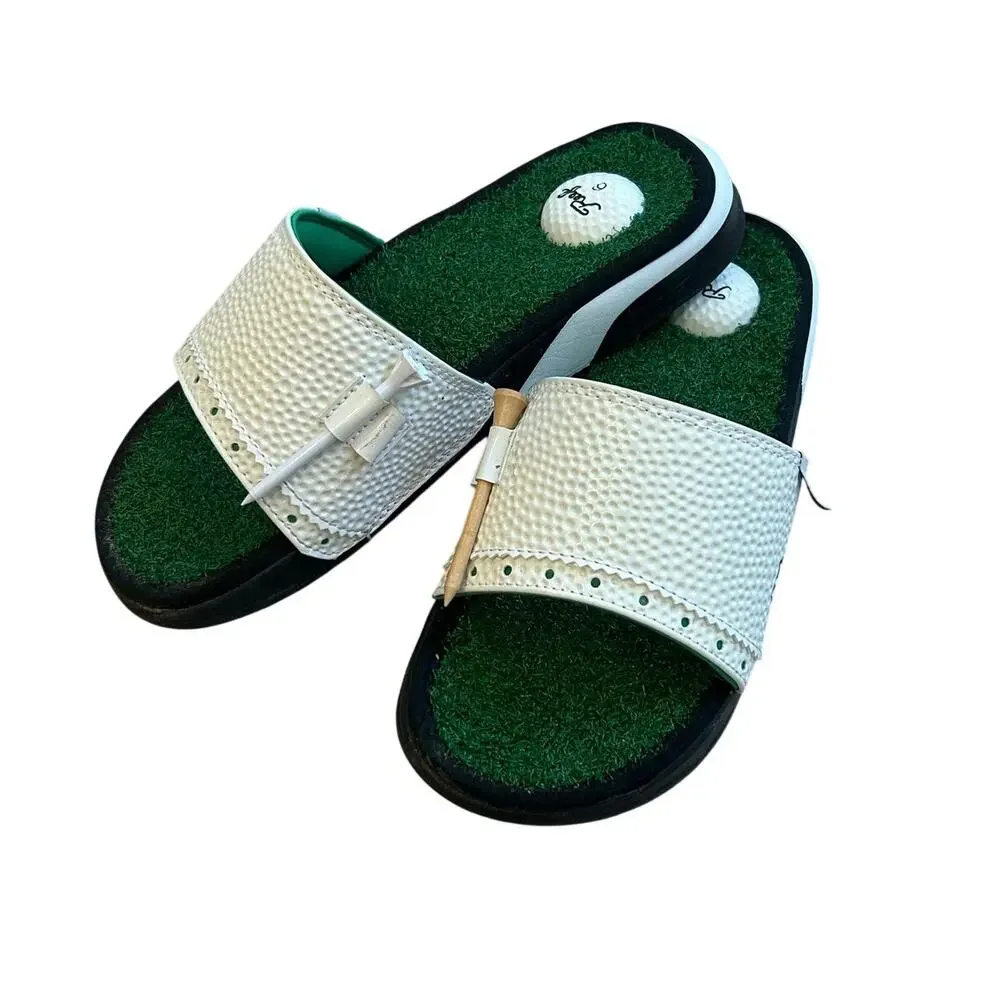 REEF Men's Mulligan Slide Sandals Size 6 Women's Size 7 Golf Humor EUC