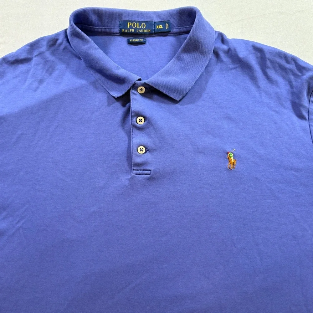 Polo Ralph Lauren Polo Shirt Mens XXL Blue Classic Fit Cotton Short Sleeve Logo