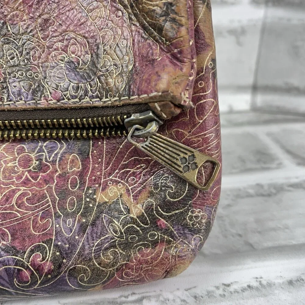 Patricia Nash Foldover Floral Embossed Leather Wristlet Clutch Handbag
