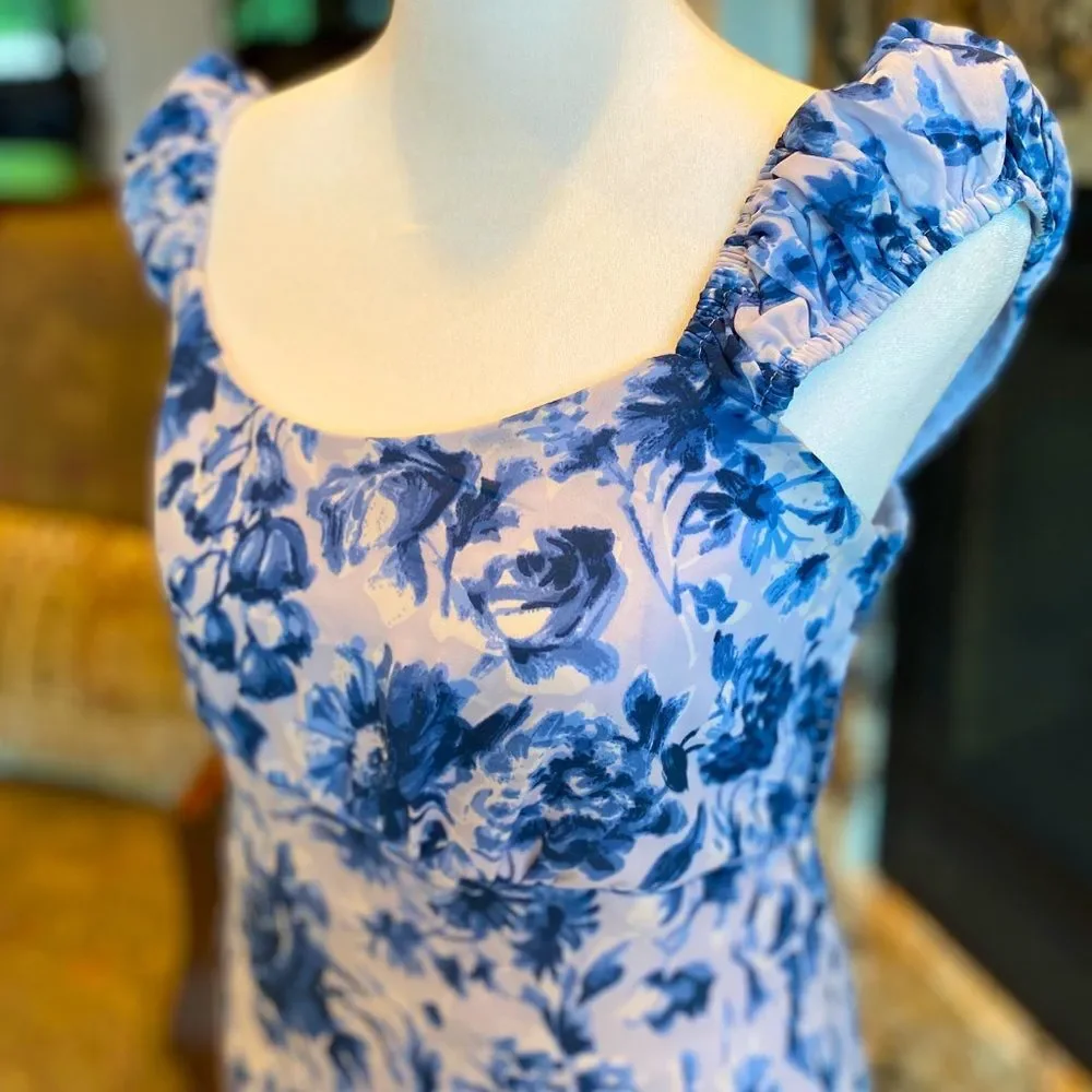 Abercrombie & Fitch Medium Tall Blue and White Floral Maxi Dress Wedding.