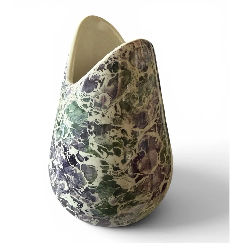McCoy Cascade Vase Purple Marbled Iridescent Pearl Glaze 9