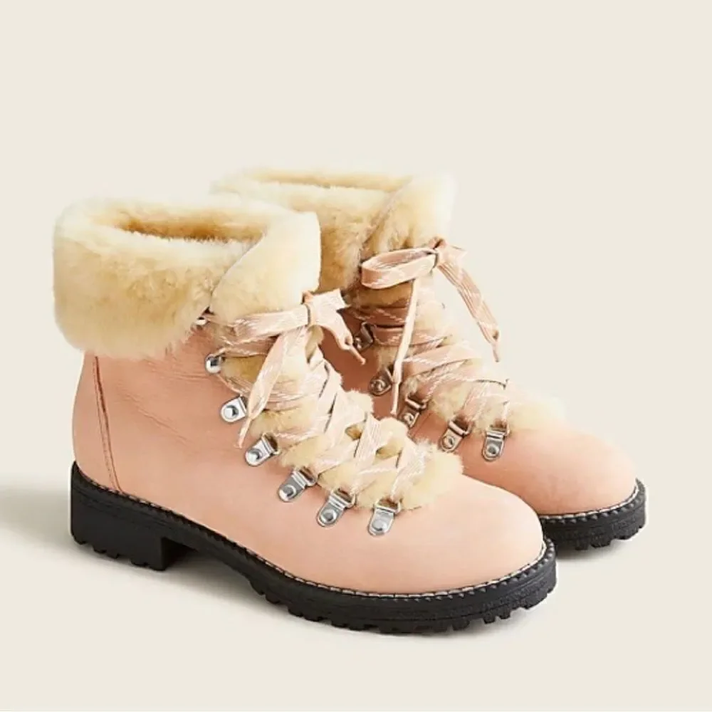 J. Crew Nordic Boots with faux shearling in bronzed Clay 10 New