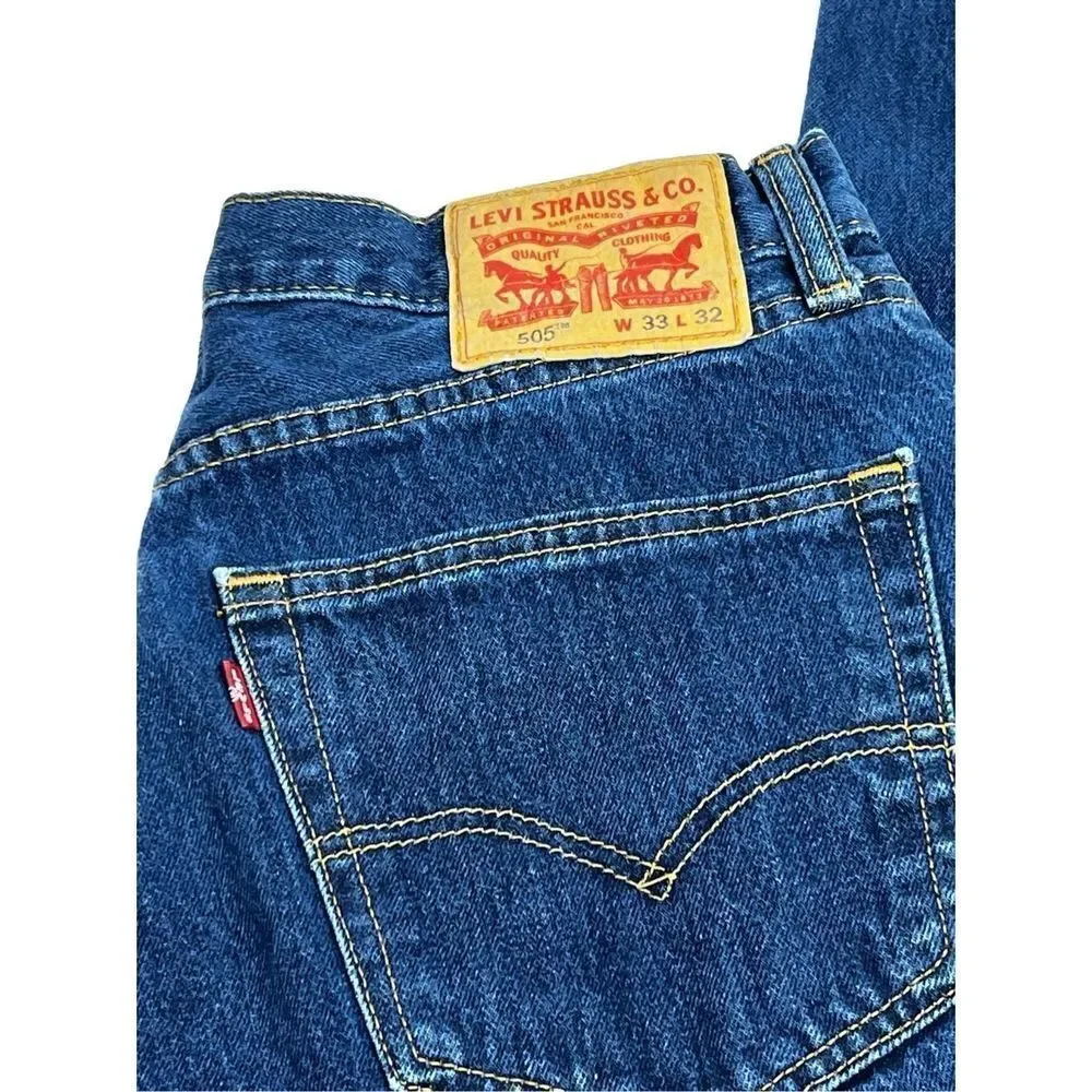 Levi’s dark wash 505 straight leg jeans 33 X 32
