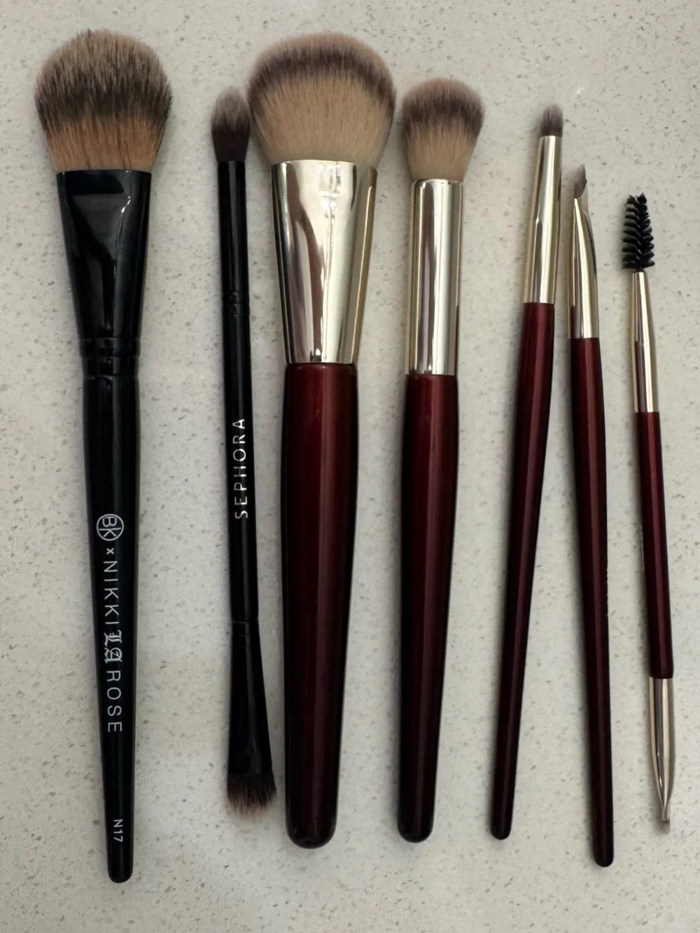 BK BEAUTY NIKKI LA ROSE and Sephora Brush Set - Burgundy & Black Handles