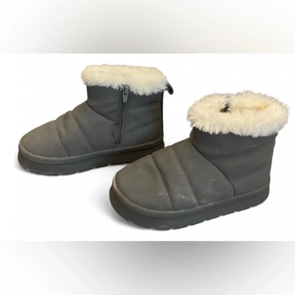 Zara Kids Gray Fur-Lined Snow Boots Size 26 Ankle Winter Warm Waterproof Style