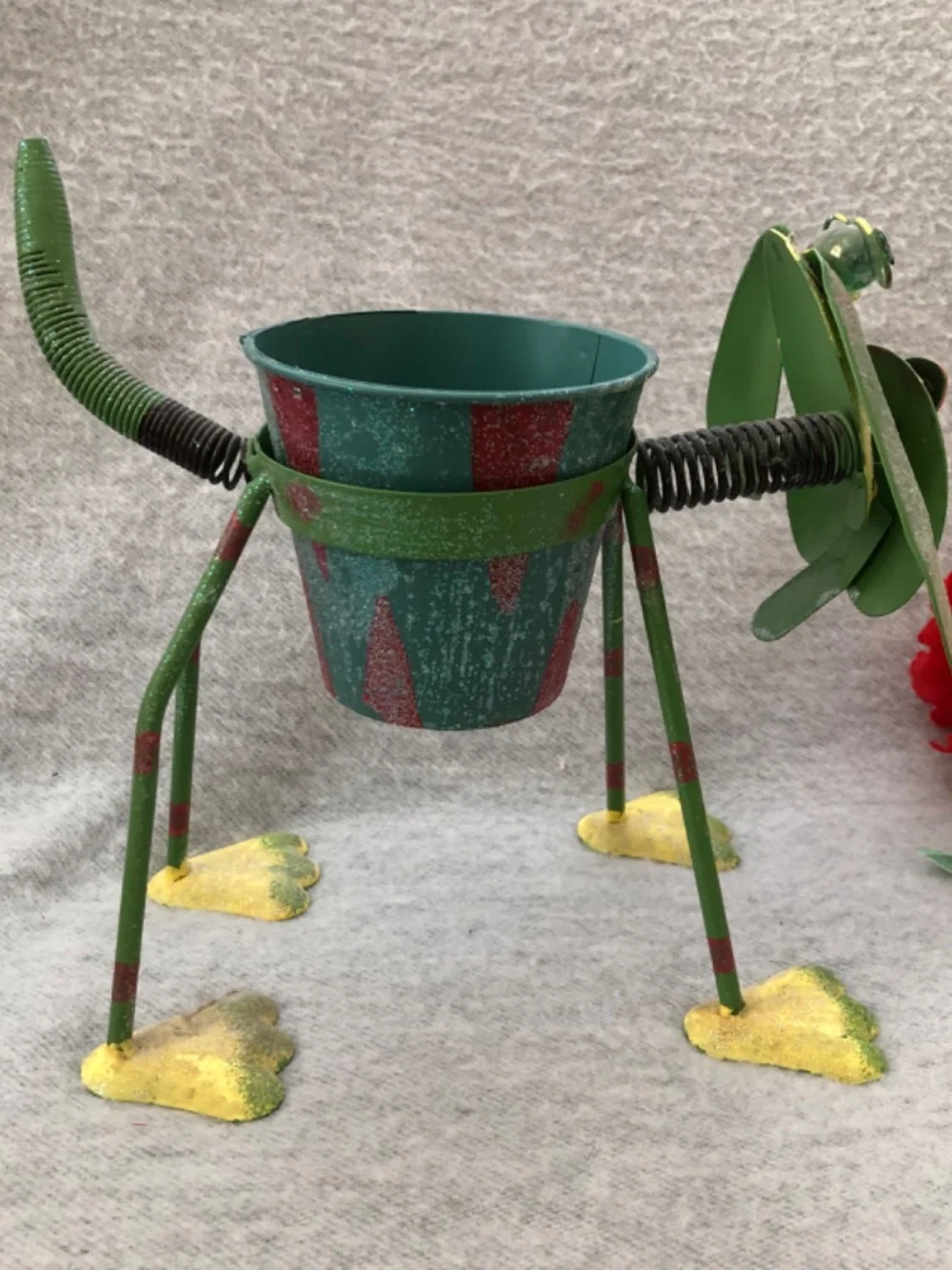 NWOT - Green & Yellow Metallic Dog Sculpture