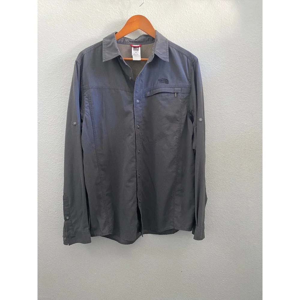 The North Face A5 Series Mens Medium Gray Nylon Ripstop Hiking Shirt AH5N