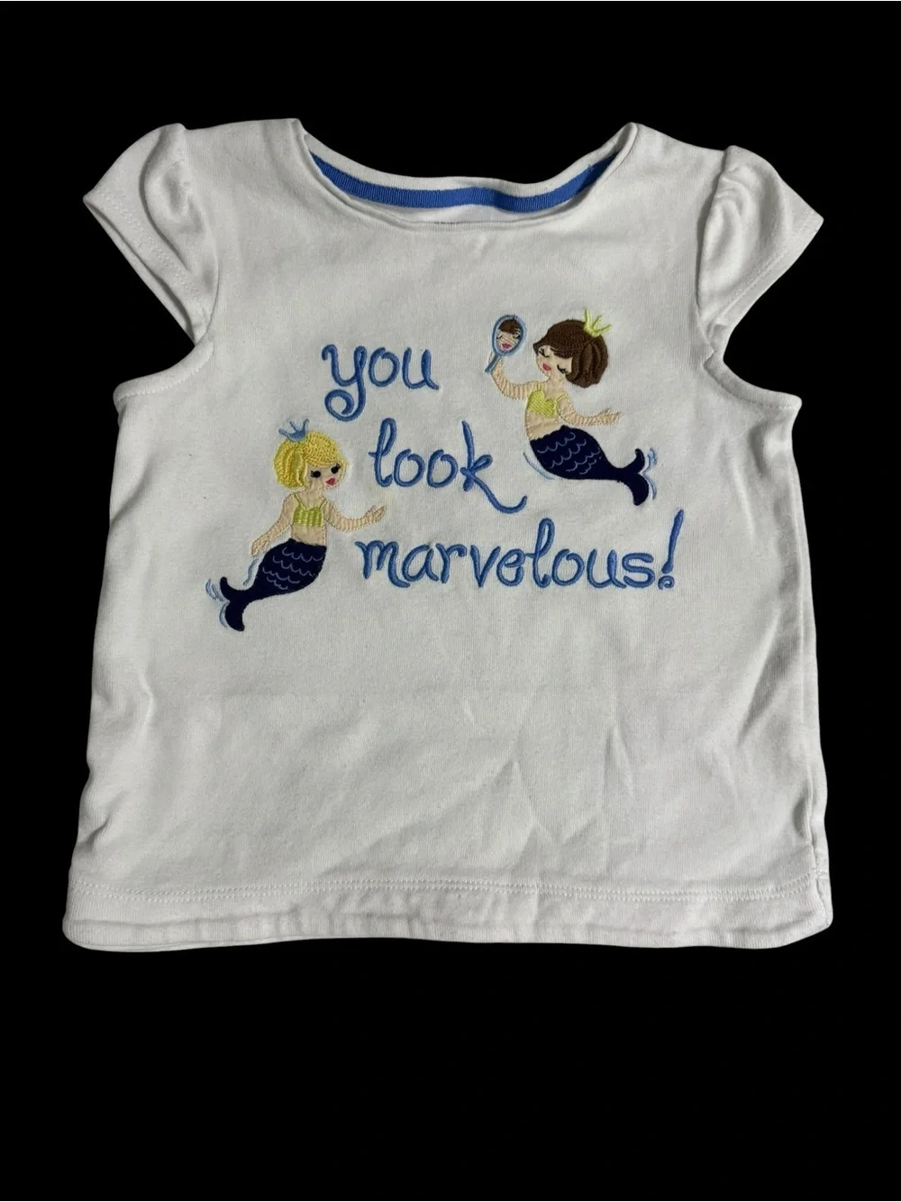 Gymboree White Girls' Mermaid Graphic Tank Top with Blue Accents