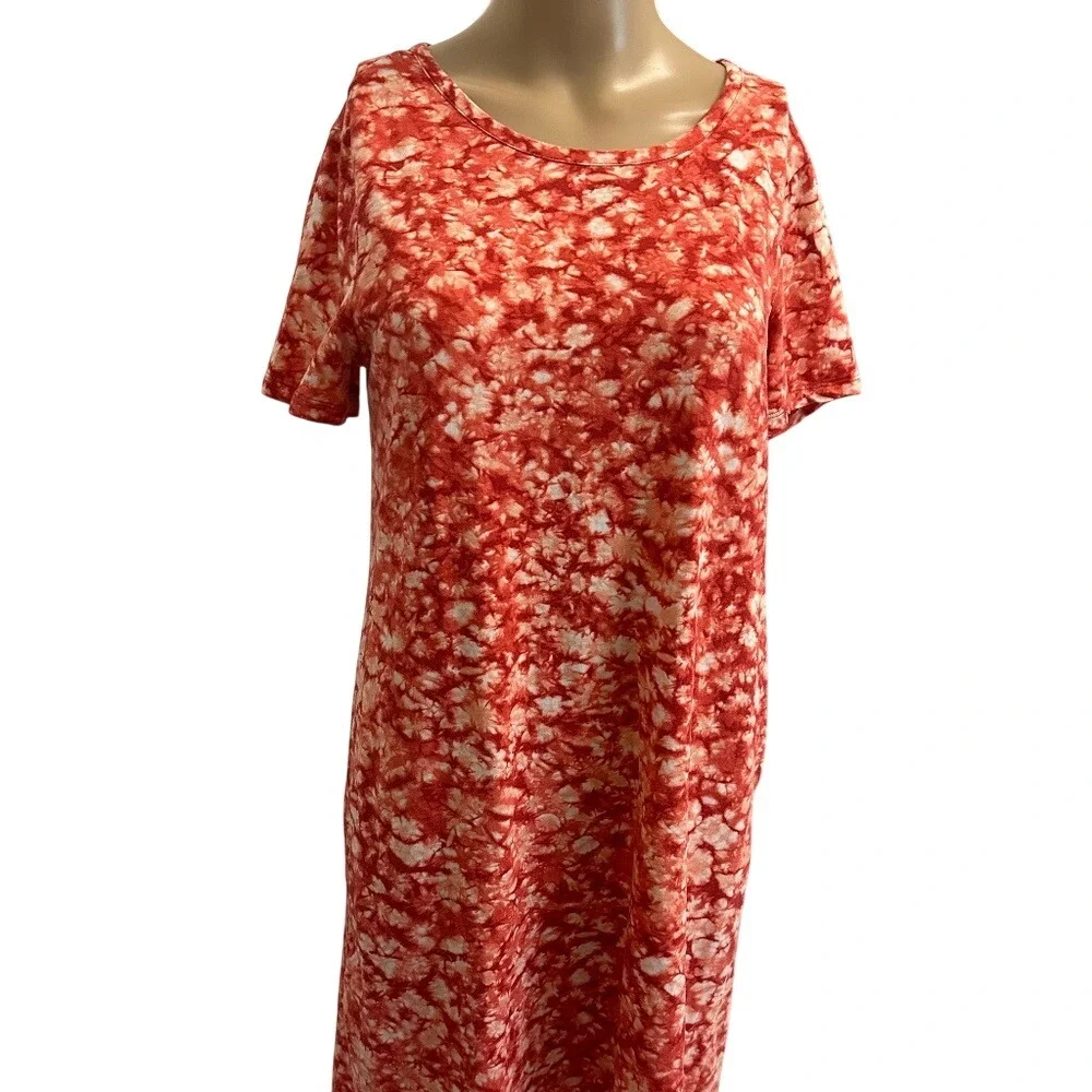 Michael Kors Women Orange‎ Tie Dye Tunic T Shirt Dress Casual Size S