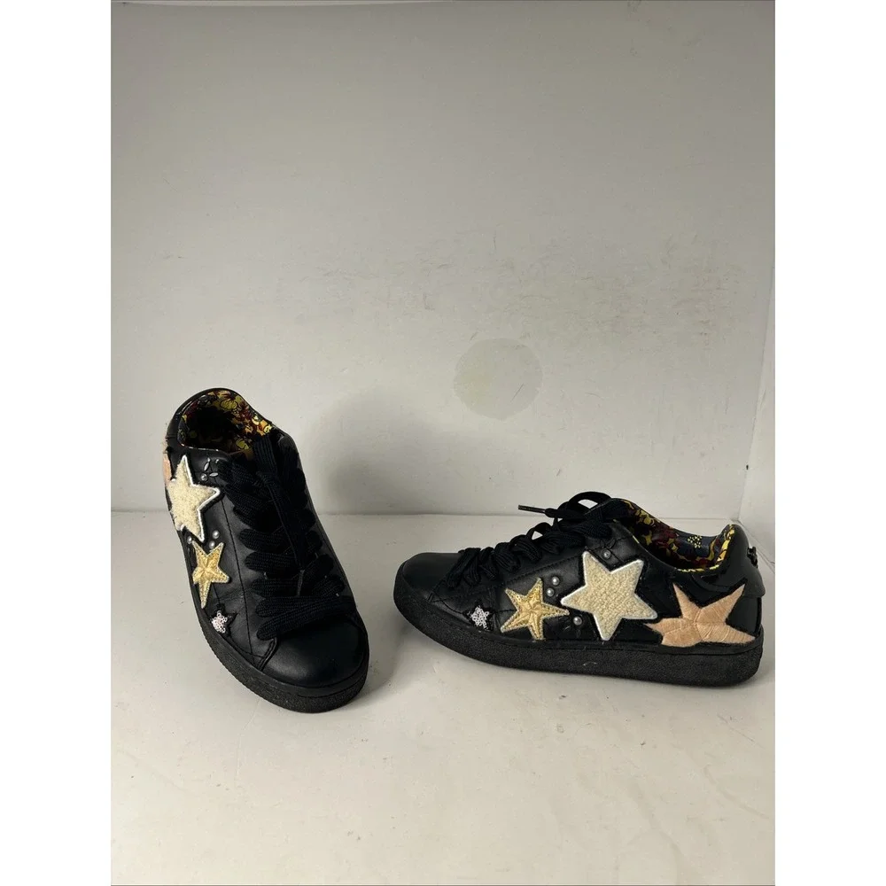 Coach star patch black leather‎ lace up sneakers Sz 8 Worn Once EUC