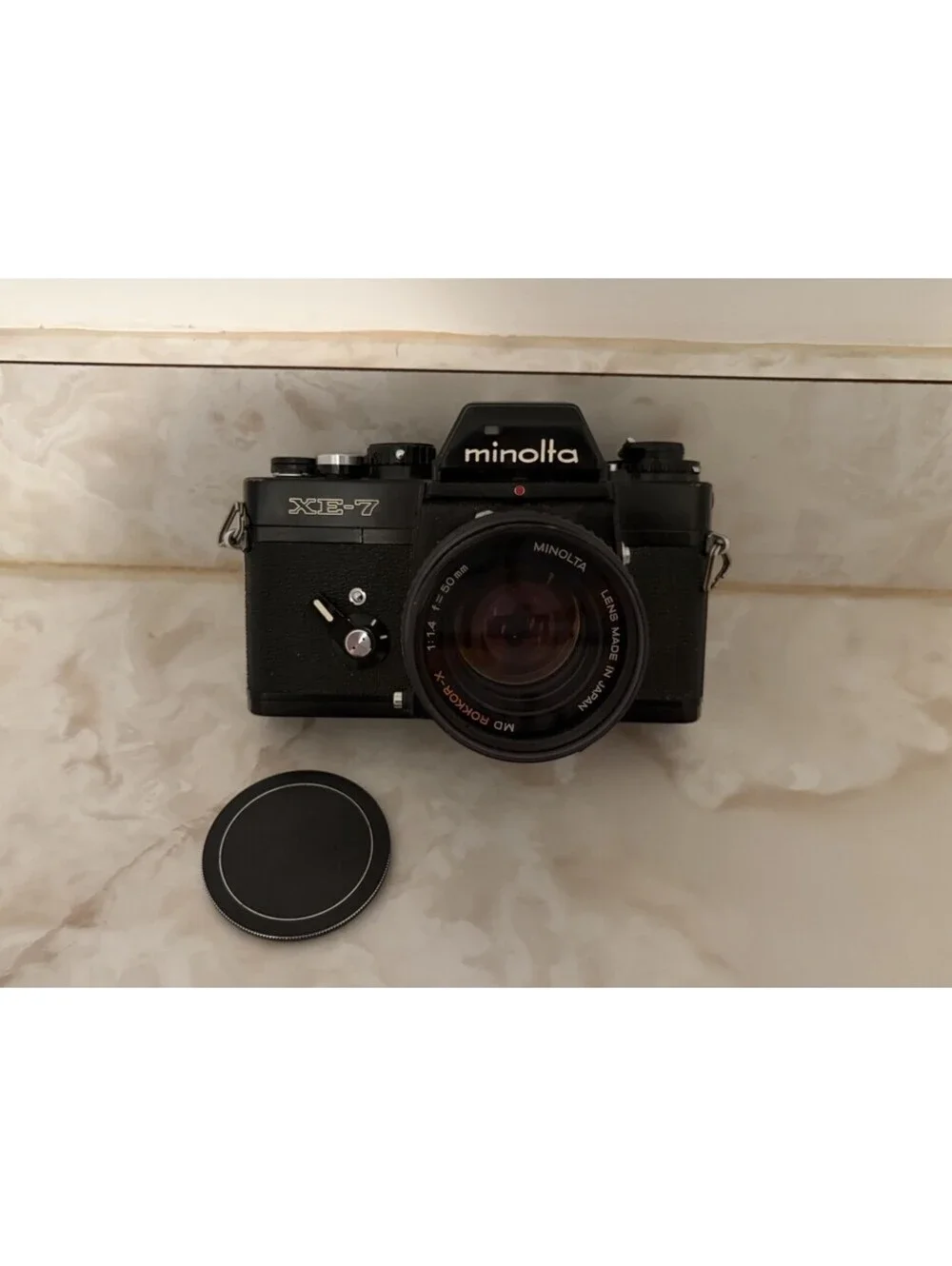 Vintage 1970s Minolta XE-7 35mm SLR Leica Design + 55mm Rokkor Lens & 200x Flash