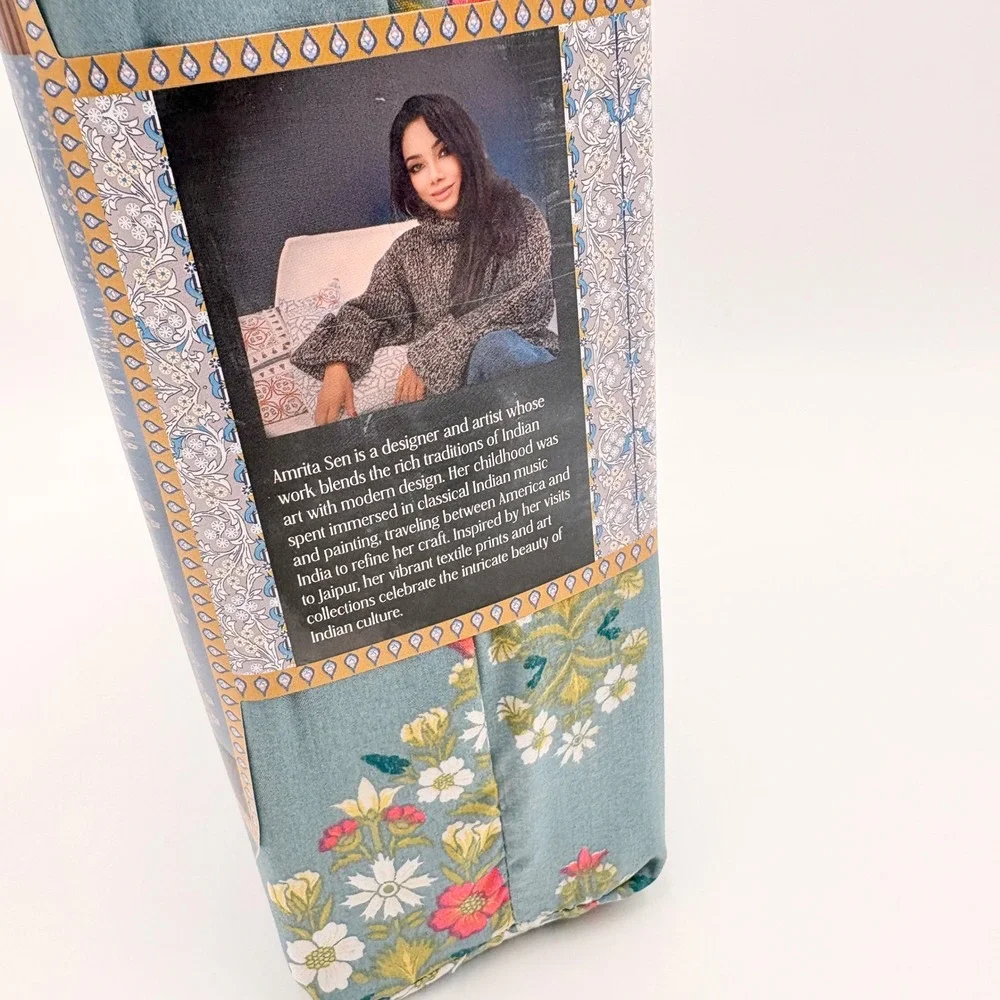 Amrita Sen Queen 4 Piece Sheet Set‎ Blue Floral Brushed Microfiber Made in India