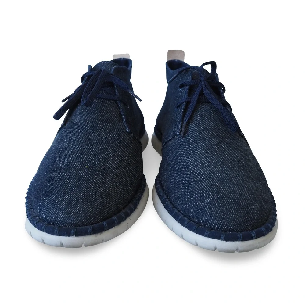 Clarks Denim Chukka Boots Mens 10.5M Indigo Ankle Lace Up Casual Shoes 21621
