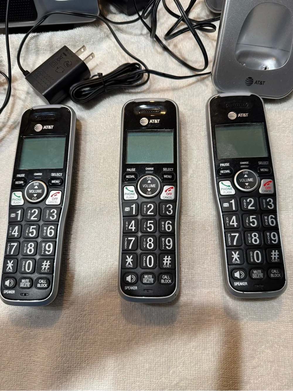 AT&T Silver & Black Cordless Phone System with 3 Handsets