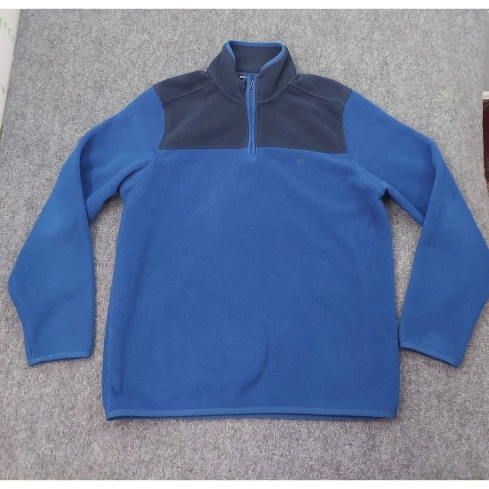 Brooks Brothers Pullover Sweater Mens XL Blue Golden Fleece 1/4 Zip Mock Neck
