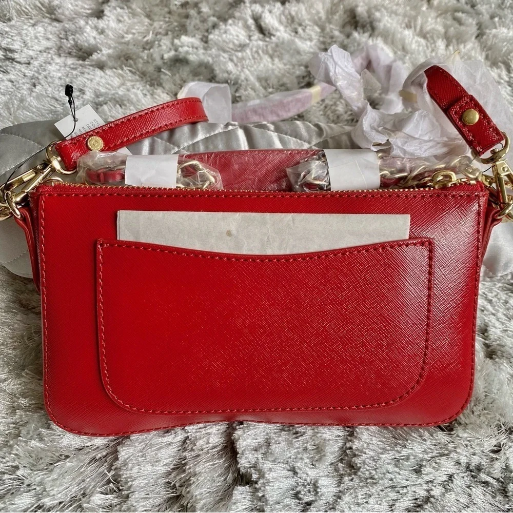 DKNY Red & Gold Studded Shoulder Bag & Crossbody NWT