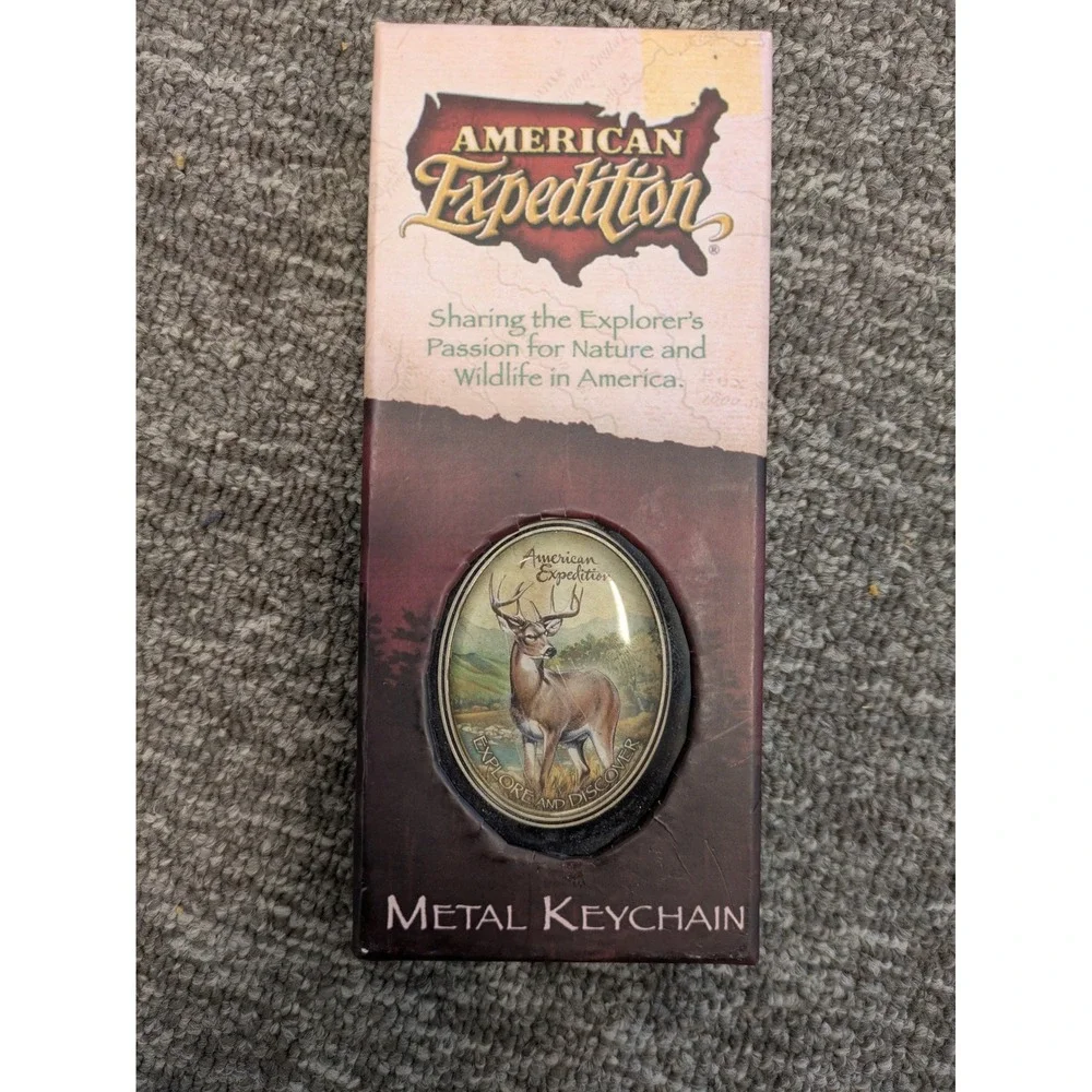 NEW American Expedition Keychain Men's OS‎ Brown Whitetail Deer Metal