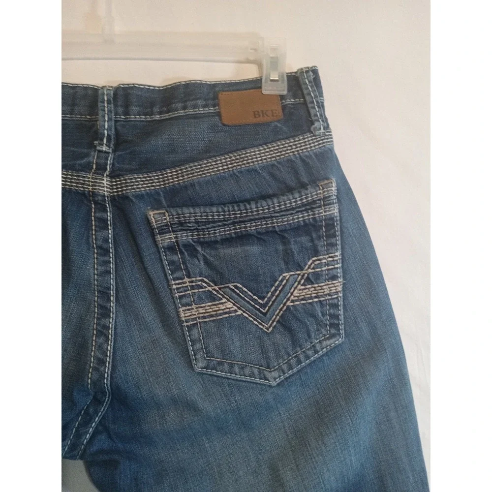 BKE Buckle Derek Jeans Men's Straight Leg Light Wash Cotton Blend Stretch 34Rx32
