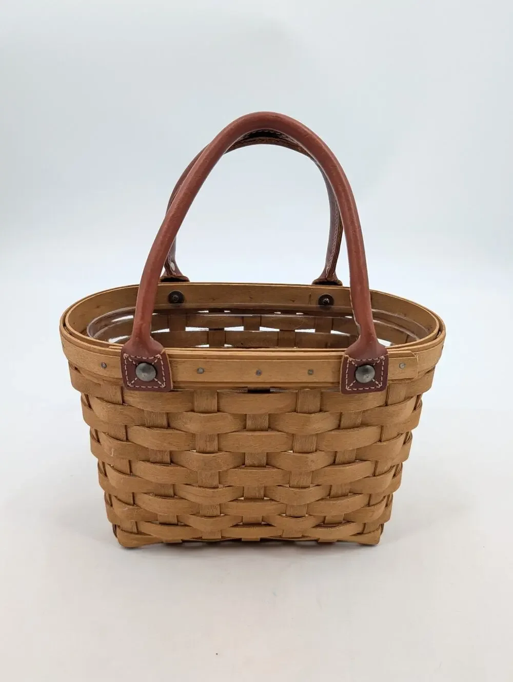 Longaberger Small Boardwalk Basket Purse Signed 2003 AM With Plastic Protector