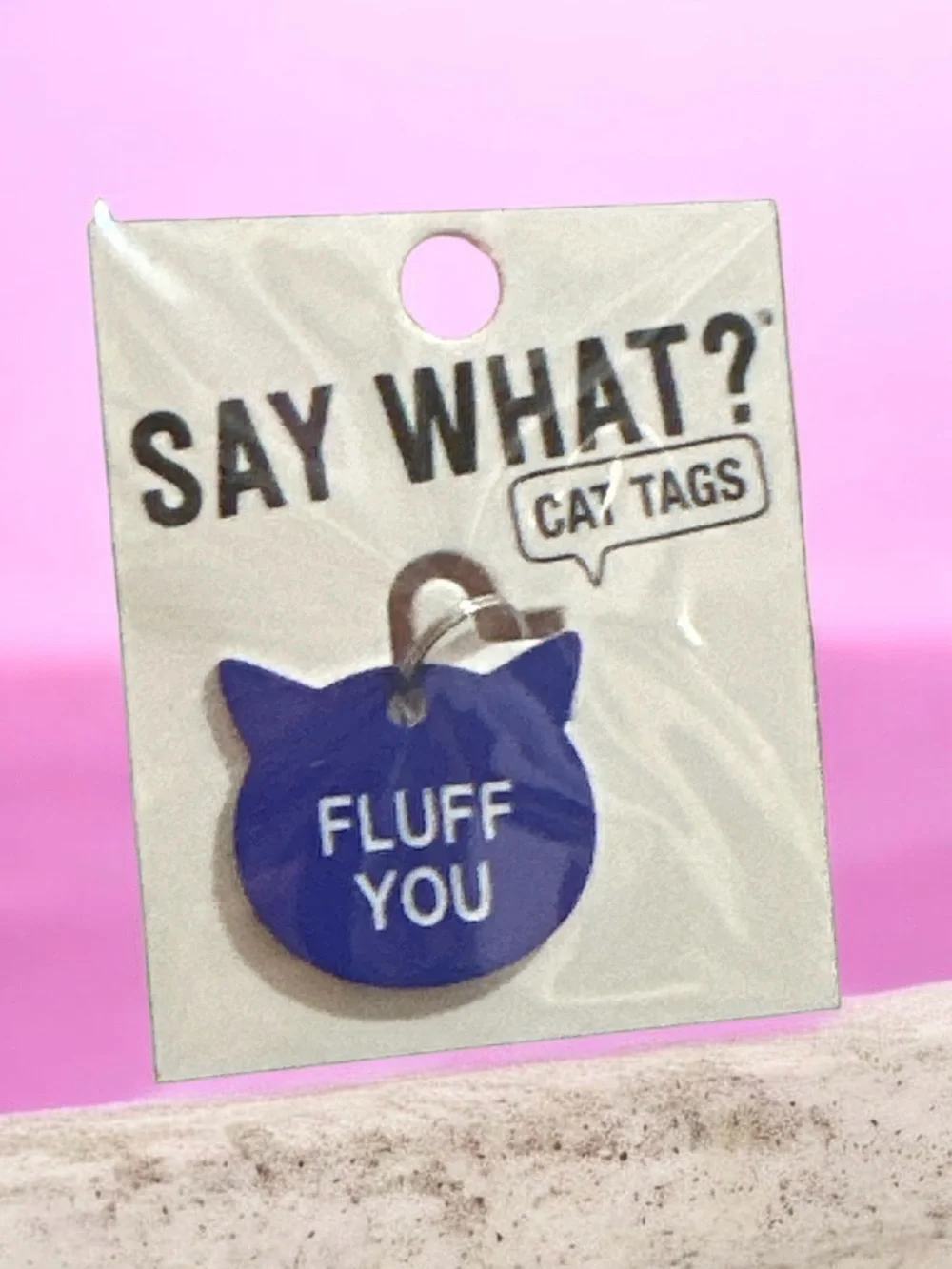 Say What? Blue 'Fluff You' Cat Face ID Tag 1341