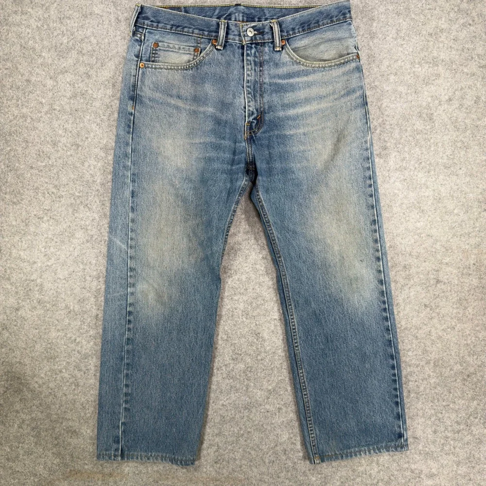 Levis 505 Regular Fit Straight Leg Jeans Mens 35x30 Medium Wash Blue