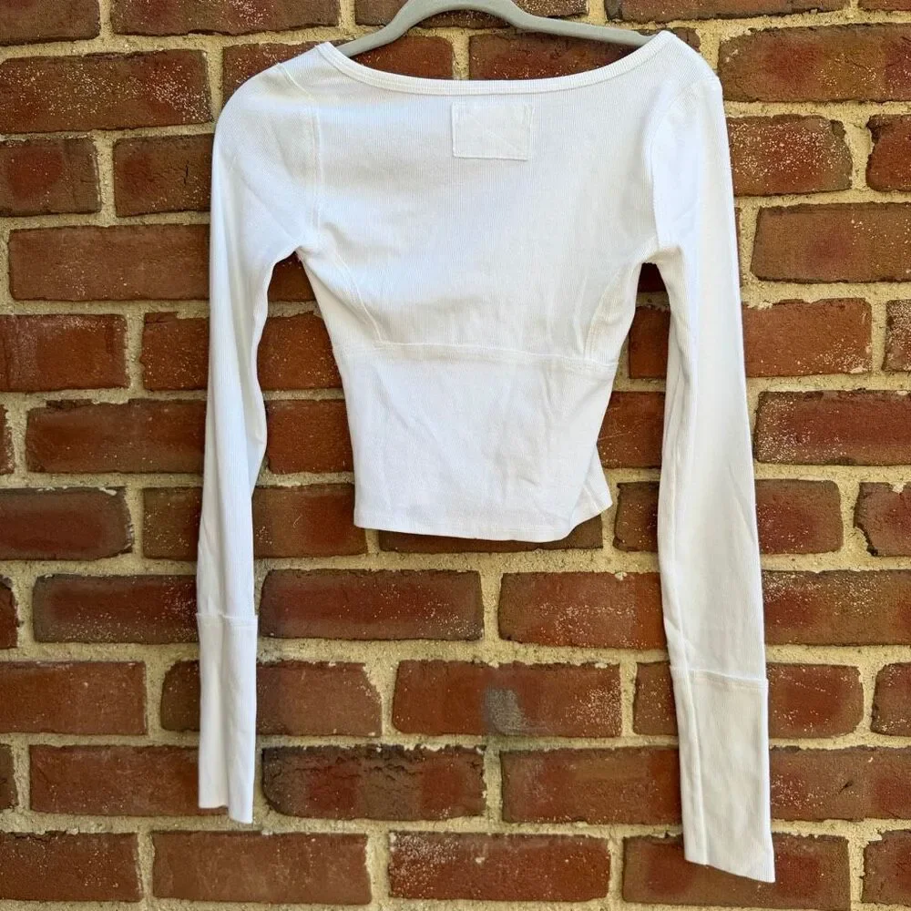 Free People We The Free Women's Lightning Long Sleeve Tee white S NEW