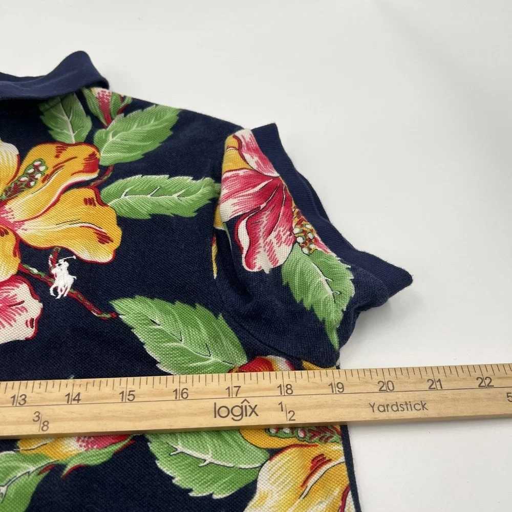 Polo Ralph Lauren Vintage Hibiscus Polo Shirt Mens S Floral Hawaiin Classic Fit