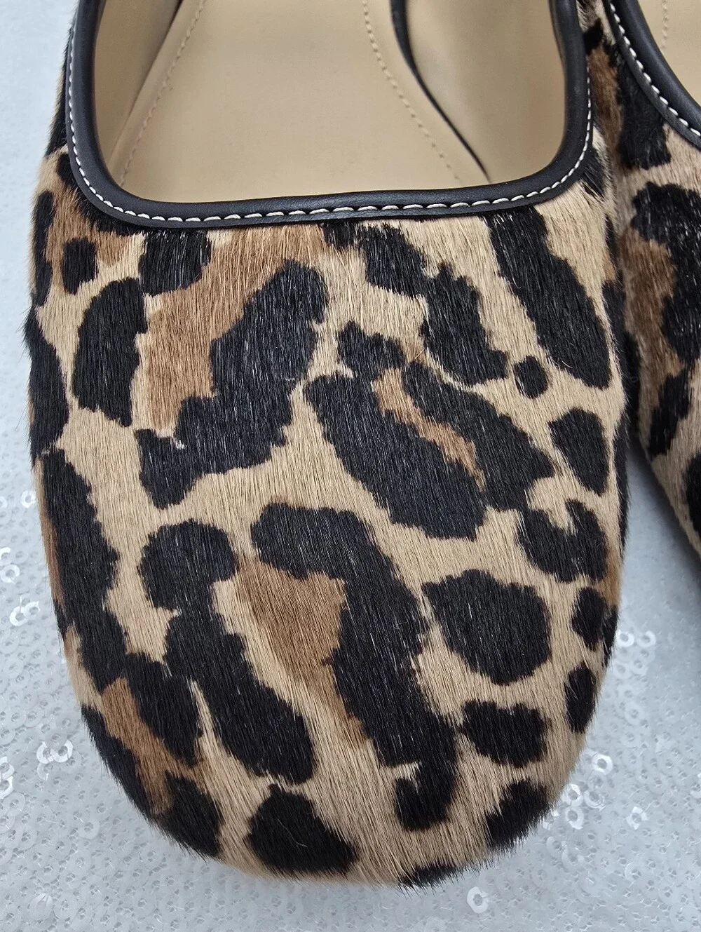 Coach C Rivet Mary Jane with Leopard Print Calfhair Women's sz 10 Tan & Black