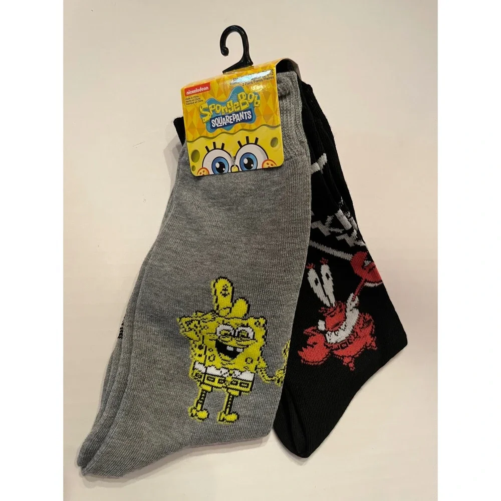 Nickelodeon Sponge Bob Squarepants 2 Pair Unisex Socks Size 6-12‎