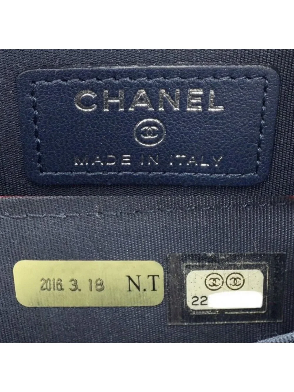 Chanel Coin Case Card CC Logo Purse Leather Red Navy Silver