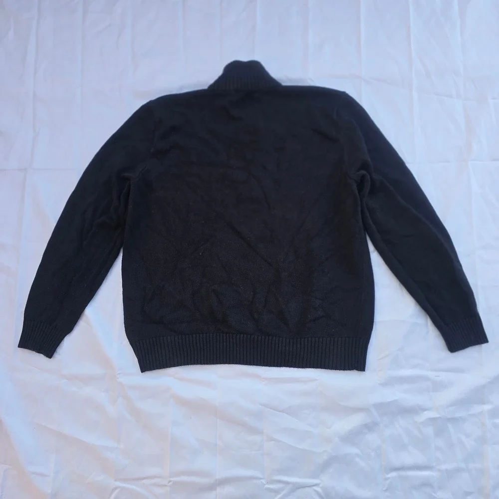 Polo Ralph Lauren Quarter Zip Sweater Mens XL Black Purple Cotton Pullover P23