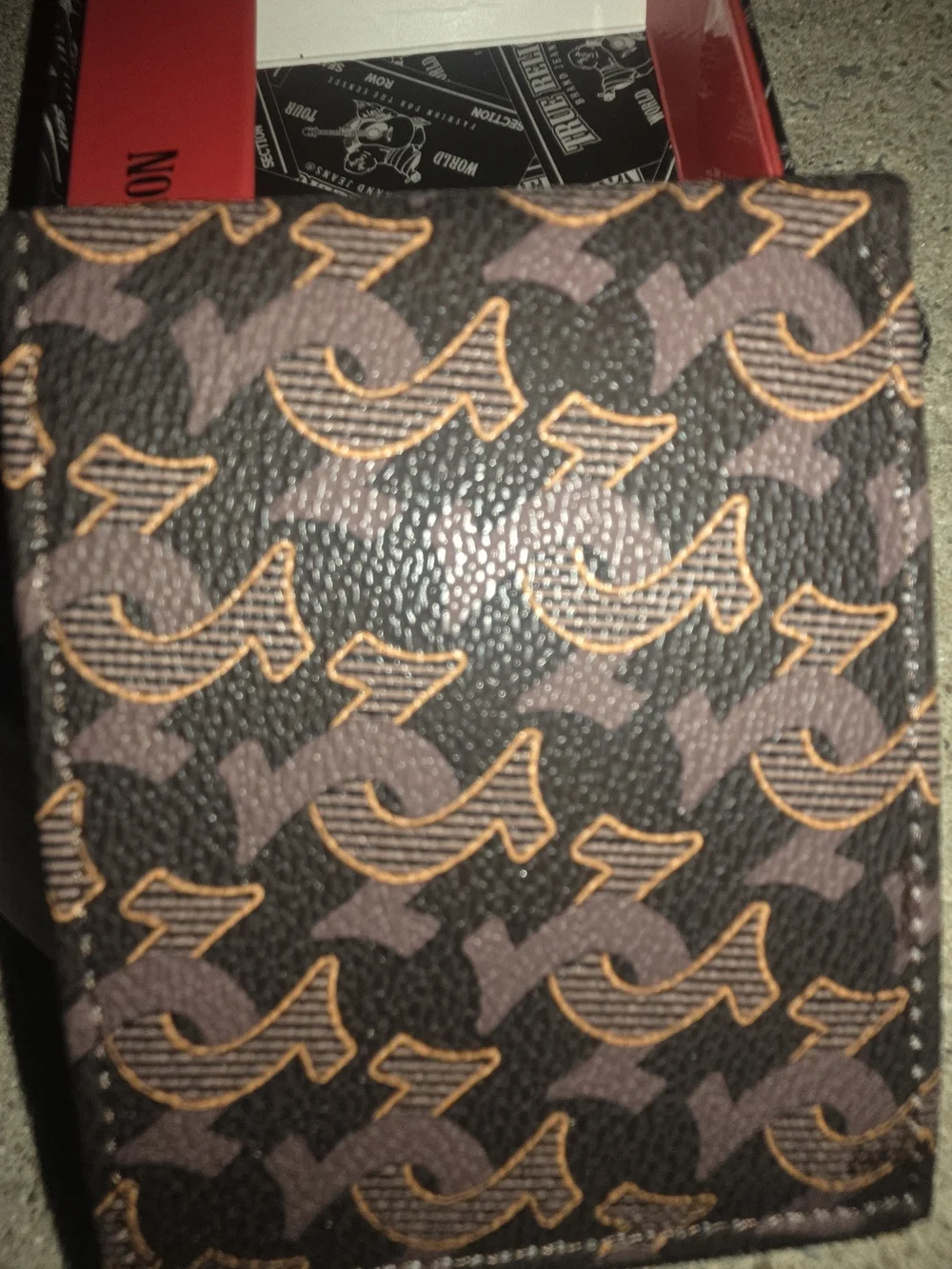 True Religion Brown Patterned Men's Card Holder Wallet