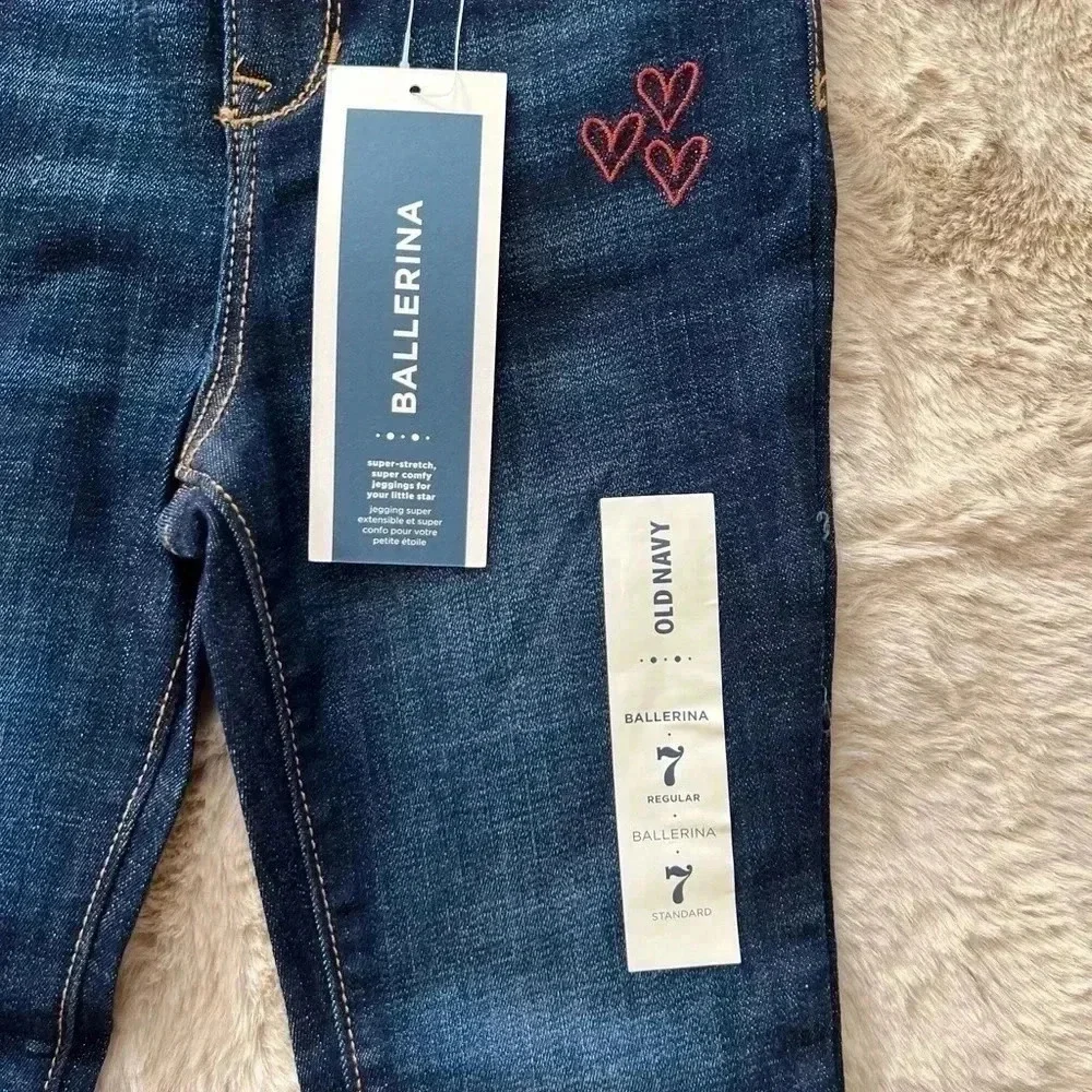 GIRLS OLD NAVY BALLERINA EMBELLISHED JEANS NWT SZ 7