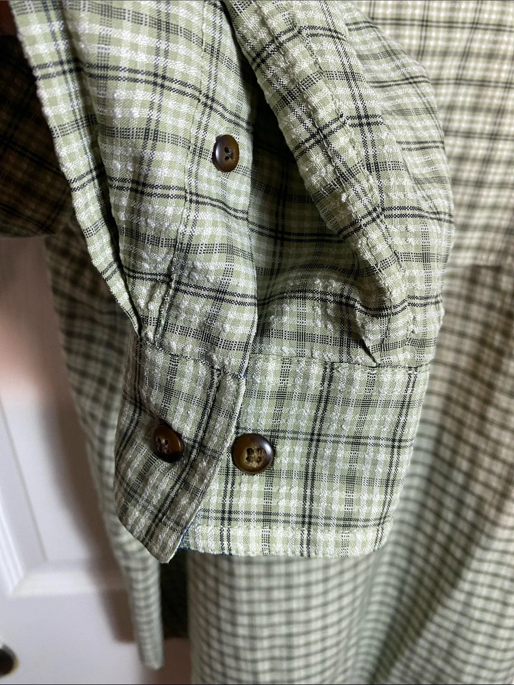 The North Face plaid button
