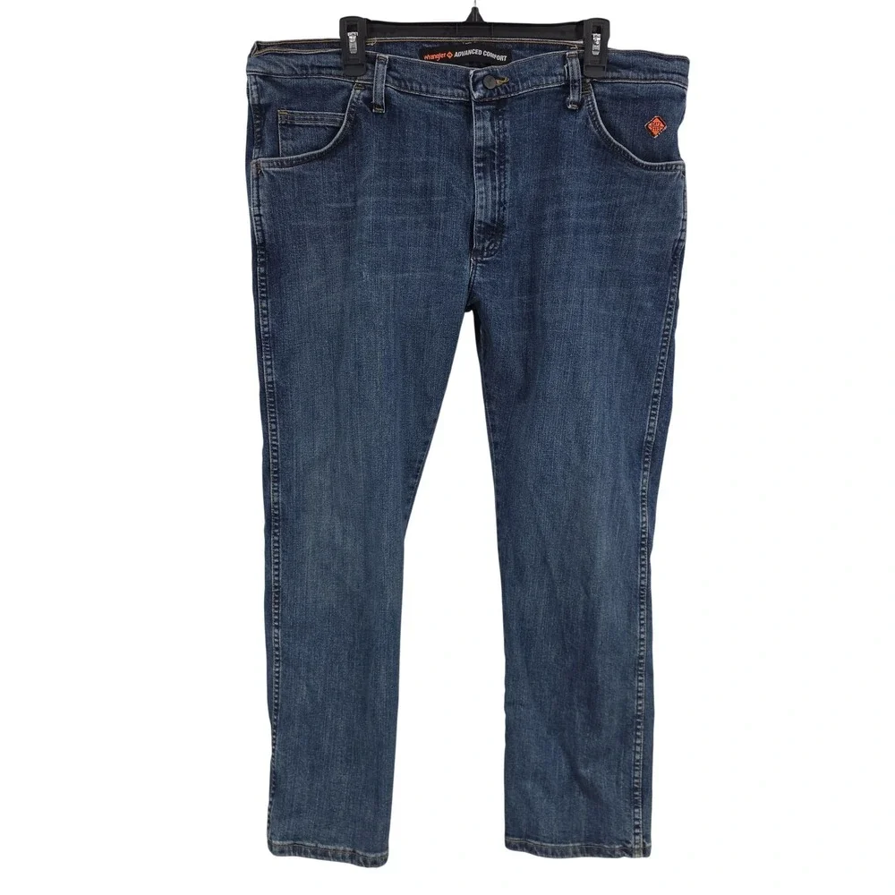 Wrangler Advanced Comfort Jeans Men 40x30 Blue Medium Wash Straight‎ Stretch