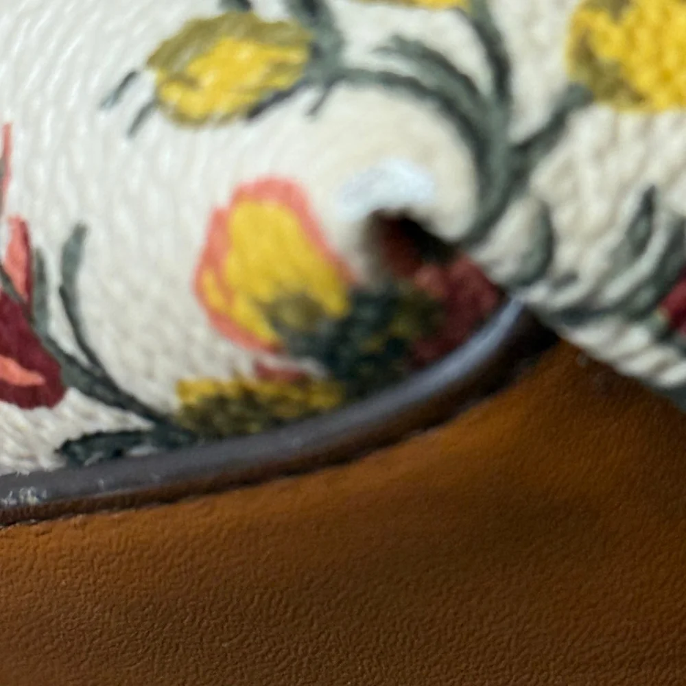 Tory Burch Kerrington Tote Large Rose Floral Coated Canvas Leather Logo