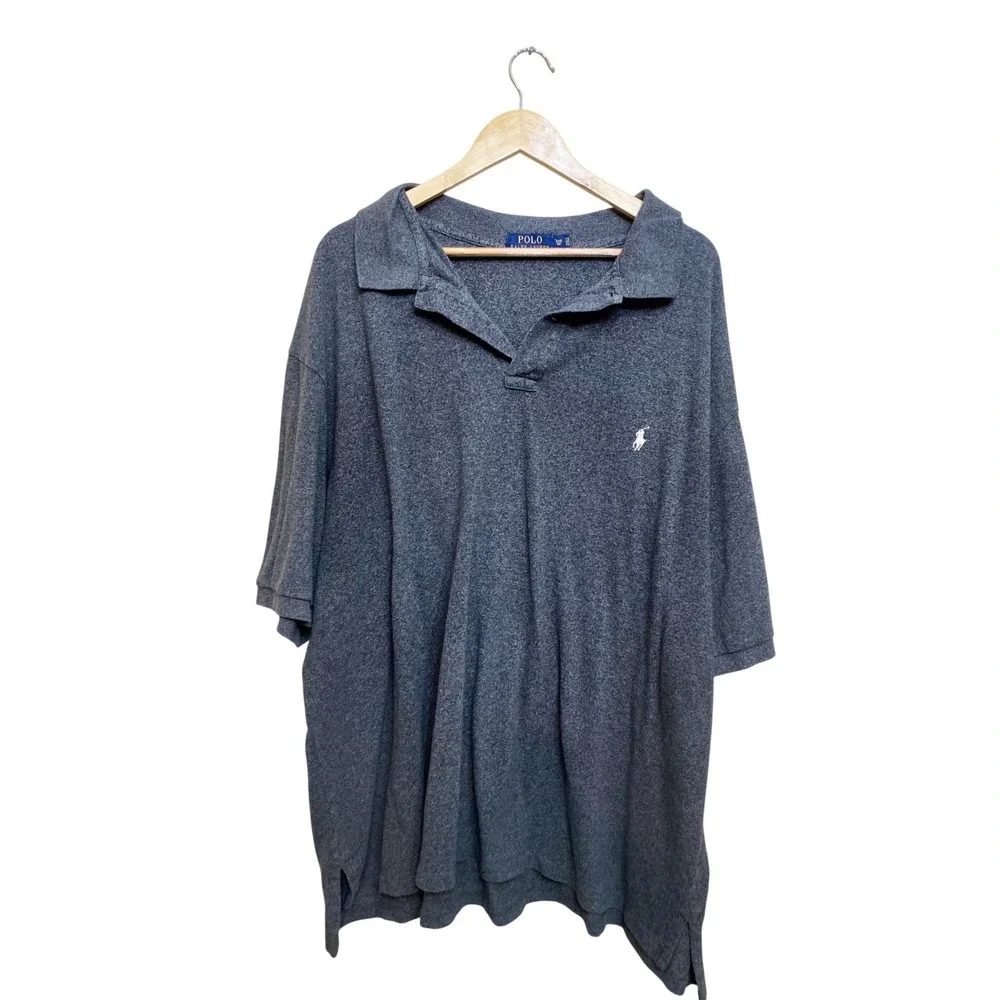 Polo Ralph Lauren Mens 4XB Big Charcoal Gray Heather Short Sleeve Polo Shirt