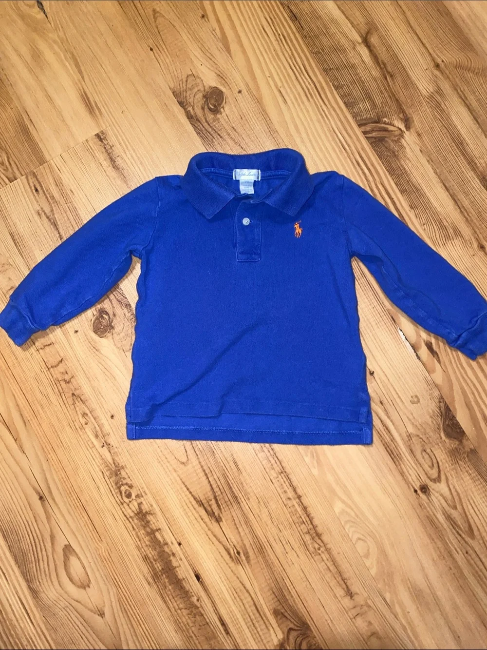 Ralph Lauren Royal Blue Long Sleeve Polo with Orange Pony