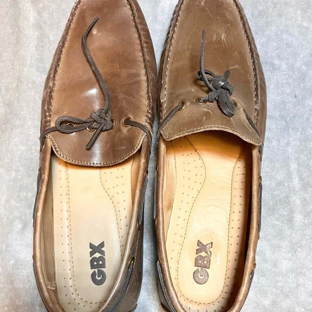 GBX Henley Men's‎ Tan Leather Boat Shoes Moccasins Loafers Driving Old Money