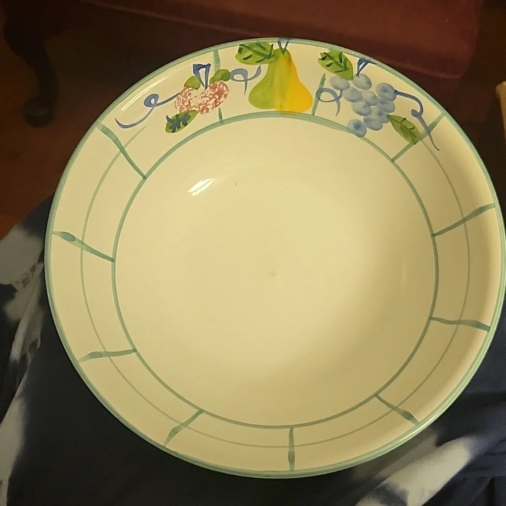 Vintage Certified International Green Lattice‎ & Fruit Pattern Ceramic Farmhouse