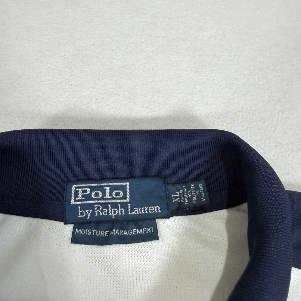 Polo‎ Ralph Lauren Mens Golf Polo Shirt Moisture Management Logo White Blue XL